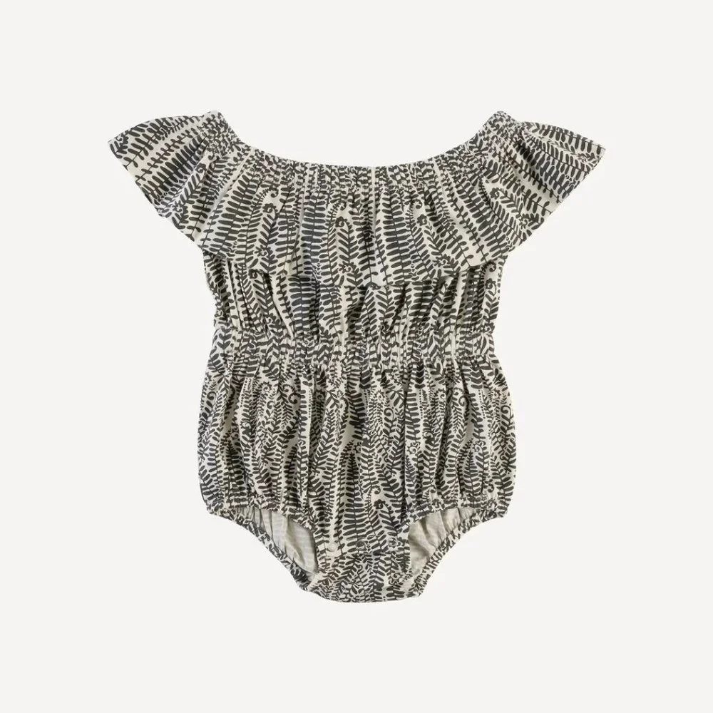 NWT Kate Quinn Fern Frond Off Shoulder Ruffle Bubble 3-6m - Picture 1 of 2